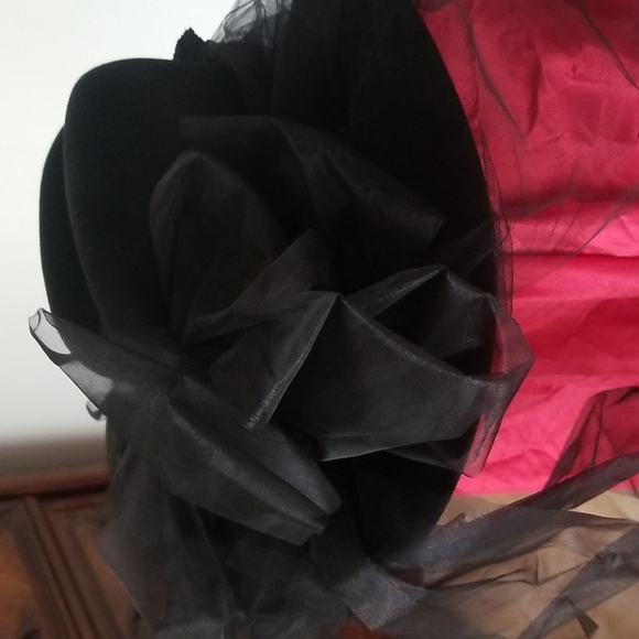 Vintage Western Gothic Black Cowgirl Hat Size 7 Black Roses - Picture 4 of 8